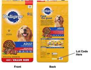 Mars Petcare US, Inc. Voluntarily Recalls 315 Bags of PEDIGREE® Adult Complete Nutrition Grilled Steak &amp; Vegetable Flavor Dry Dog Food, 44 lb. Bag Size